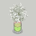 Banquet Hall Featuring White Flower Arrangement In Vase With Colorful Lights And Night Sky View