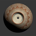 White Ceramic Decorative Vase With Orange Geometric Patterns And Traditional Line Details