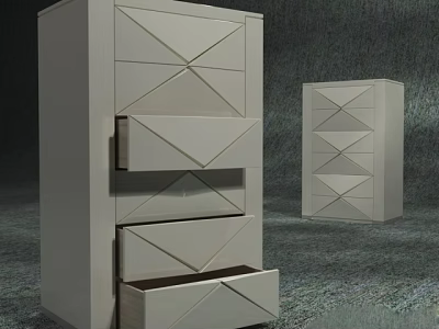 Modern Geometric Pattern Dresser With Open Drawers And Functional Storage Design 3d model