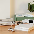 Modern White Gaming Consoles And Controllers For Home Entertainment Electronics Setup 3d model