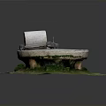 Traditional Stone Mill With Circular Base And Roller On Grassy Ground 3d model