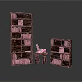 Sturdy Wooden Bookshelves With Small Stool Stacked Books And Decorative Items