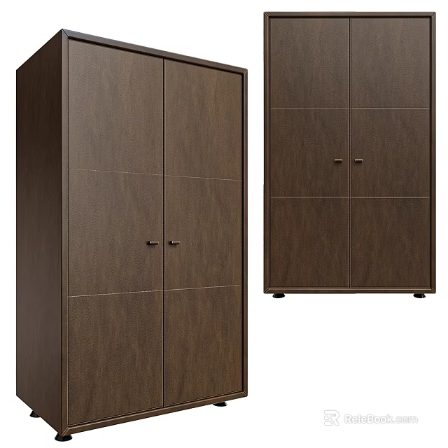 Modern Wooden Decorative Cabinet Pair With Double Doors And Stable Bottom Support 3d model 