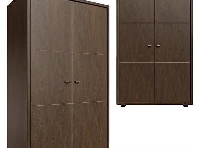 Modern Wooden Decorative Cabinet Pair With Double Doors And Stable Bottom Support 3d model