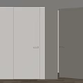 Modern Minimalist Interior Doors in White and Light Gray with Wooden Floor