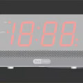 CASIO Electronic Alarm Clock With Red Digital Display And Gray Casing Blue Light Strip 3d model
