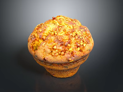 Golden Crusty Top Muffin With Nutty Granola Topping And Fluffy Texture 3d model