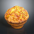 Golden Crusty Top Muffin With Nutty Granola Topping And Fluffy Texture