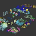 Detailed Birds Eye View Urban Planning with Residential Commercial Structures and Green Spaces