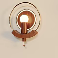 Modern Wooden Wall Lamp with Metal Ring Design and Illuminated Light Fixture