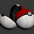 Poké Balls Display Open and Closed States with Red White Black Design and Buttons