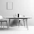 Nordic Dining Table and Chair Combination Dining Table 3d model