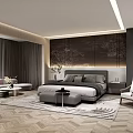 Elegant Modern Bedroom Interior Design With Gray Bed Nightstand Decorative Wall Art And Area Rug