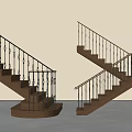 Modern Staircase With Black Railings And Wooden Steps For Home Interior