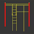 Outdoor Sports Equipment Yellow Red Climbing Frame With Ladder And Rings