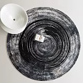 Modern Round Carpet With Black White Abstract Spiral Pattern And Textured Design 3d model