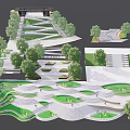 Modern Staircase Design With Green Landscaping And Curved Pathways In Urban Park Setting