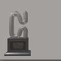 Modern Black Decorative Ornament Set With Curved Lines And Pedestal Base