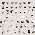 Security surveillance camera monitoring combination monitor outdoor surveillance camera 3d model