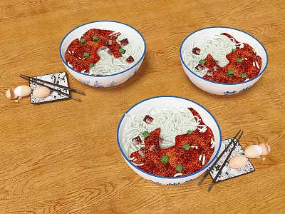 Beef Noodles Egg Noodles Breakfast 3d model