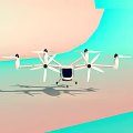 White Multirotor Drone With Streamlined Design And Multiple Rotors For Aerial Use