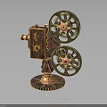 Vintage Brass Movie Projector Electronic Appliance With Dual Reels And Gear Base
