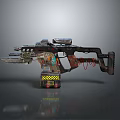 Futuristic Sci Fi Weapon Design With Mechanical Barrel Scope Spring Mechanism And Colorful Details