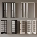 Modern Folding Doors With Black White Frames And Glass Panel Designs 3d model