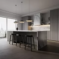 Water Bar Open Kitchen 3d model