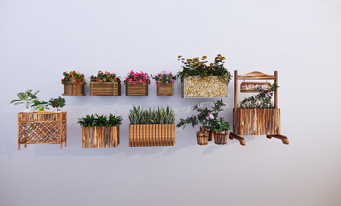 Modern Flower Box Outdoor Flower Box Flower Box Combination Green Planting Flower Box Municipal Flower Box Road Flower Box Flower Rack Log Flower Box Flower Rack 3d model