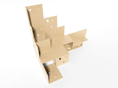 Wooden Decorative Cabinet With Modular Design Multiple Shelves And Storage Compartments 3d model