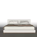 Modern Minimalist Double Bed with Light Gray Headboard White Sheets and Brown Blanket 3d model