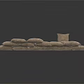 Brown Daily Use Sandbags Stacked in Different Arrangements on White Background