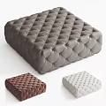 Three Colored Upholstered Ottoman With Diamond Stitch Design For Living Room