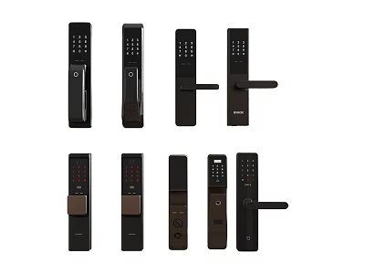 Different Styles of Modern Smart Door Locks With Keypad And Fingerprint Features 3d model