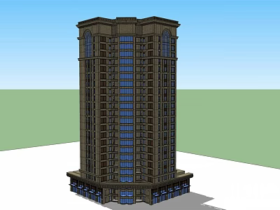 Modern High Rise Residential Building Exterior With Glass Windows And Green Surroundings 3d model
