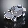 Gray Armored Vehicle Model With Large Tires Spare Tire And Roof Equipment