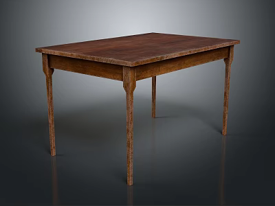 Sturdy Wooden Rectangular Table With Simple Design And Elegant Legs Perfect For Home Use 3d model