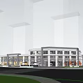 Modern Commercial Street With Urban Architecture Glass Windows Traffic Lights Zebra Crossing And Pedestrians
