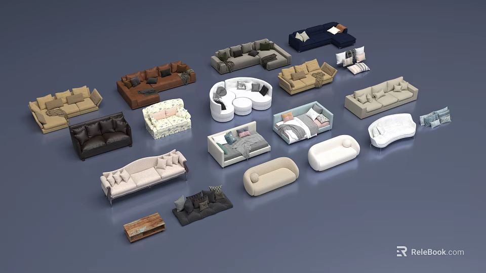 Modern Leisure Sofa Set With Various Styles Different Colors And Comfortable Designs 3d model 