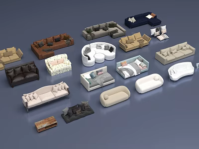 Modern Leisure Sofa Set With Various Styles Different Colors And Comfortable Designs 3d model