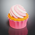 Delicious Cupcake With Pink And White Swirled Frosting Orange Base And Pink Liner