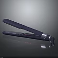 Sleek Hair Straightener With Dark Blue Body Silver Accents Digital Display And Reflective Base