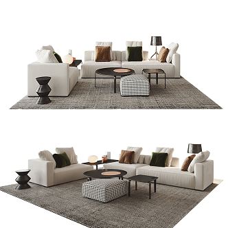 Modern sofa coffee table combination 3d model