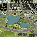 Detailed Urban Planning Aerial View With Lakes Parks Roads And Buildings