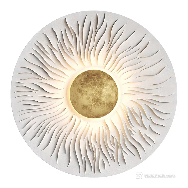 Modern Artistic Wall Sconce with Radiating White Lines and Golden Center for Elegant Indoor Lighting 3d model 