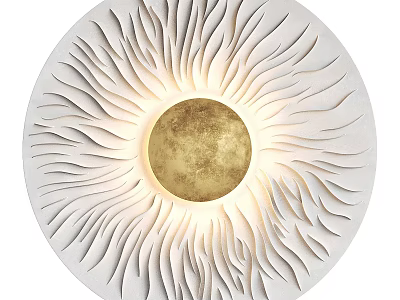 Modern Artistic Wall Sconce with Radiating White Lines and Golden Center for Elegant Indoor Lighting 3d model
