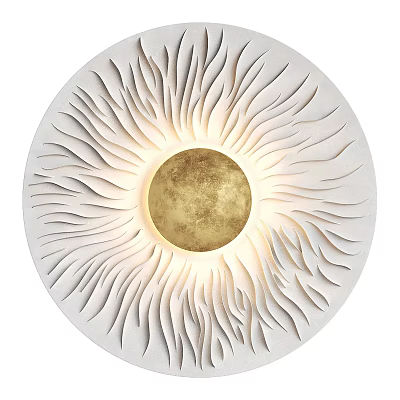 Modern Artistic Wall Sconce with Radiating White Lines and Golden Center for Elegant Indoor Lighting 3d model