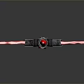 Red Lightsaber Weapon With Long Slender Blade And Detailed Hilt On Gray Gradient Background