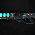Futuristic Sci Fi Weapon With Glowing Blue Elements And Digital